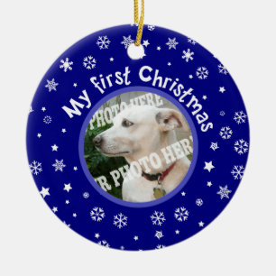 My First Christmas Snowflakes Custom Pet Photo Ceramic Tree Decoration