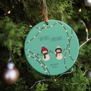 My First Christmas Snowman Illustration Ceramic Tree Decoration