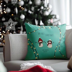 My First Christmas Snowman Illustration Cushion