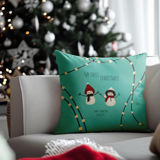 My First Christmas Snowman Illustration Cushion (Creator Uploaded)