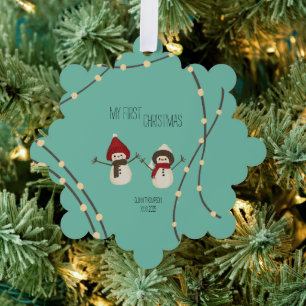 My First Christmas Snowman Illustration Tree Decoration Card