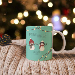 My First Christmas Snowman Illustration Two-Tone Coffee Mug