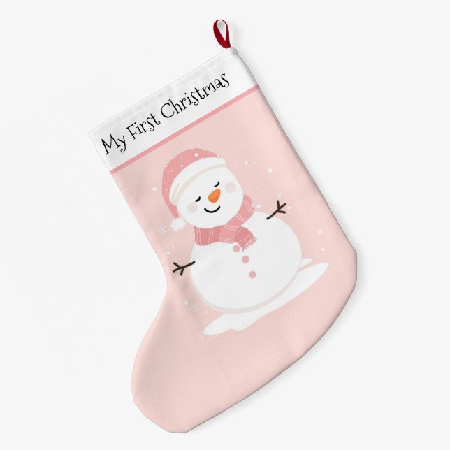 My First Christmas Snowman Large Christmas Stocking (Back (Hanging))