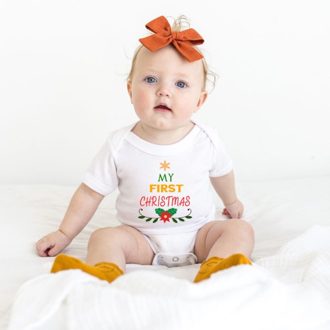 My First Christmas Star and Garland Baby Bodysuit (Creator Uploaded)