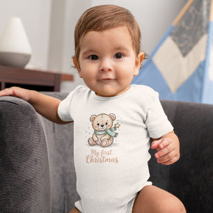 My First Christmas Sweet Teddy Bear  Baby Bodysuit