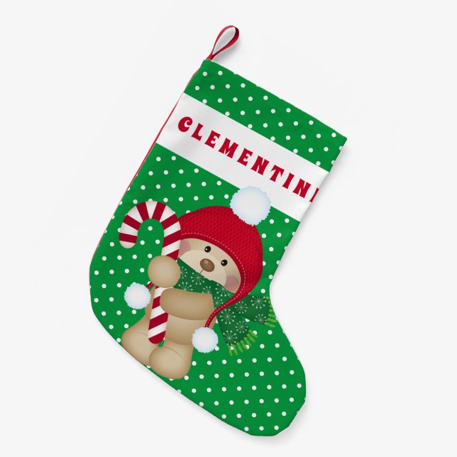 My First Christmas | Teddy Bear Holiday  Small Christmas Stocking (Front (Hanging))