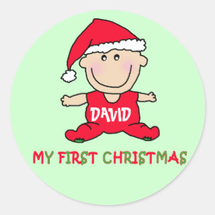 My First Christmas Tshirt to Customise Classic Round Sticker