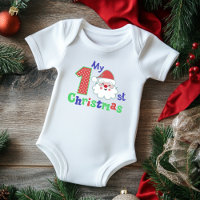 My First Christmas Typography Cute Santa
