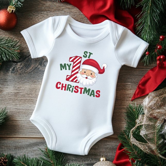 My First Christmas Typography Cute Santa Baby Bodysuit (Creator Uploaded)