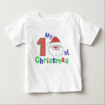 My First Christmas Typography Cute Santa Baby T-Shirt<br><div class="desc">My First Christmas Typography Cute Santa Baby Girl Baby T-Shirt features the text "My 1st Christmas" in modern script typography accented with a festive Santa. Perfect Christmas gift for a baby boy or baby girl. Created by Evco Studio www.zazzle.com/store/evcostudio</div>