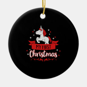 My first Christmas - Unicorn - baby - child - Xmas Ceramic Tree Decoration