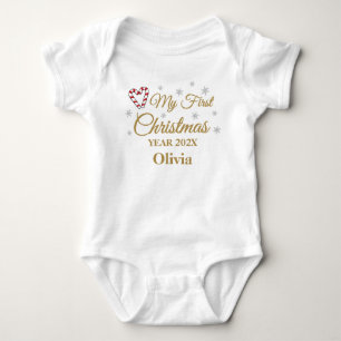 My First Christmas with Name and Year Baby Bodysui Bodysuit