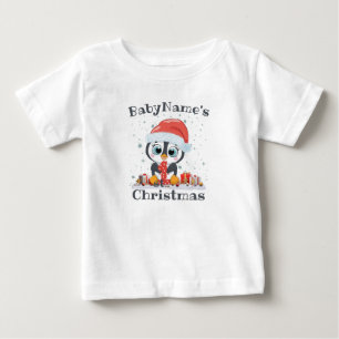 My First Christmas with name cute penguin 1st Baby T-Shirt