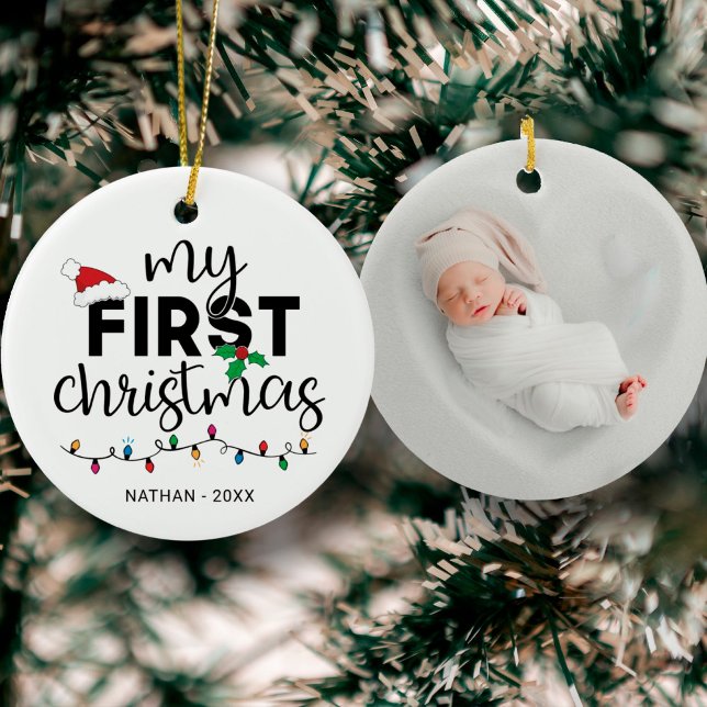 My first Christmas with name photo Ceramic Tree Decoration (Creator Uploaded)