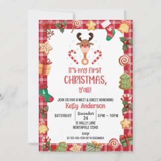My First Christmas Y'all Meet and Greet Invitation