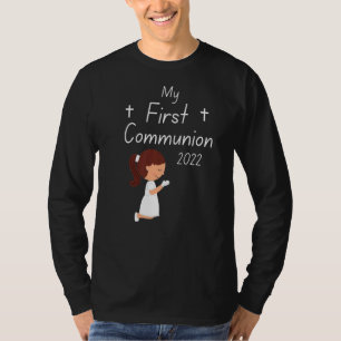 My First Communion 2022  Kids Girls Cross  Catholi T-Shirt
