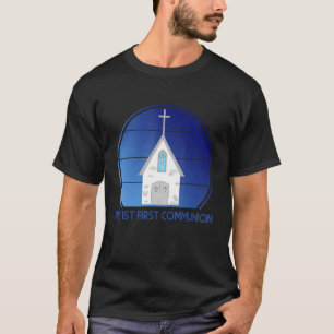 My First Communion Boys Retro Sunset Church Religi T-Shirt