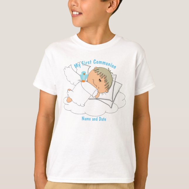 My First Communion Gift Boy Girl Angel Named T-Shirt (Front)
