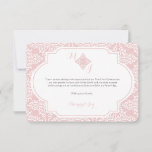 My First Communion Pink Thank You Card