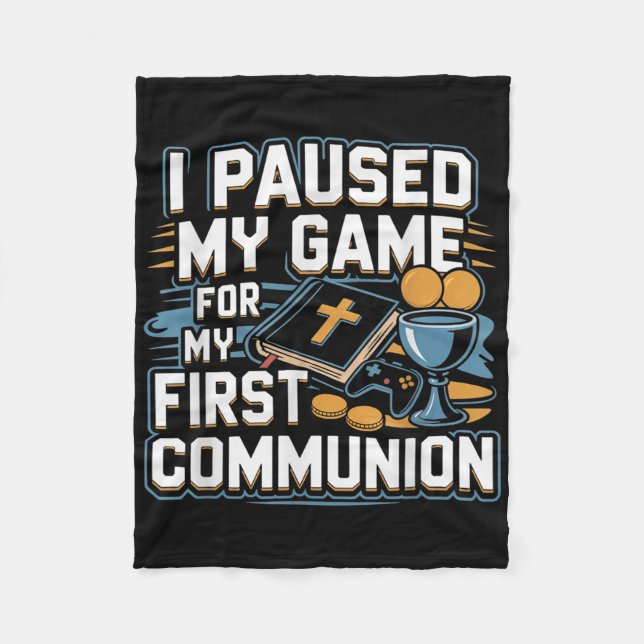 My First Communion Video Game Controller Gifts Boy Fleece Blanket (Front)