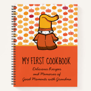 My First Cookbook Pumpkin Pattern Kids Recipe Notebook