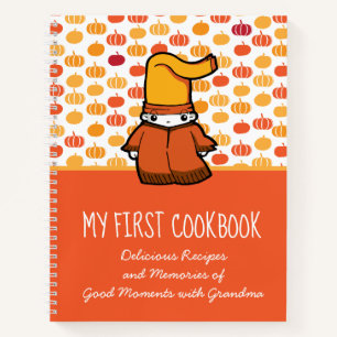 My First Cookbook Pumpkin Pattern Kids Recipe Notebook