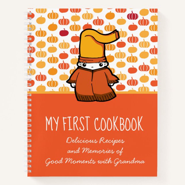 My First Cookbook Pumpkin Pattern Kids Recipe Notebook (Front)