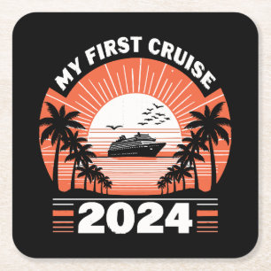 My First Cruise 2024 Square Paper Coaster