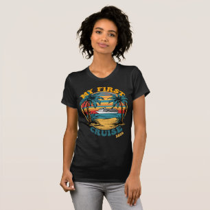 My First Cruise 2026 Tropical Sunset Illustration T-Shirt