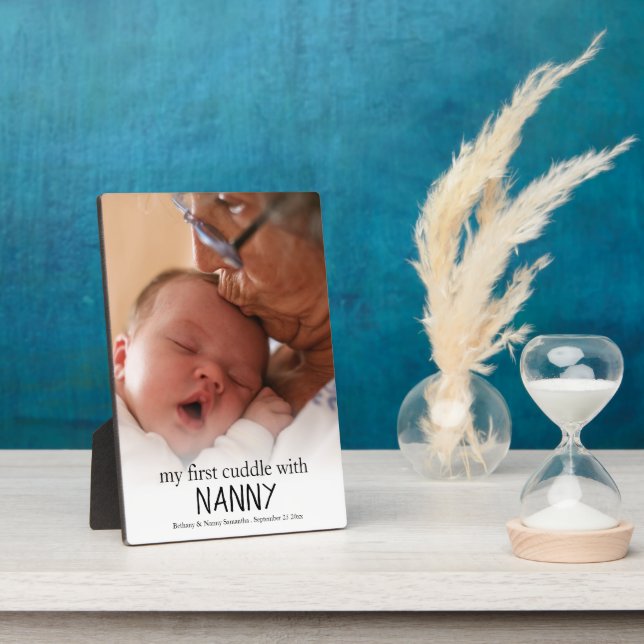 My First Cuddle With Nanny Photo Baby Newborn Plaque (Side)