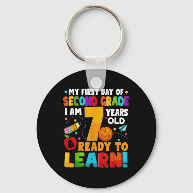 My First Day Of 2nd Second Grade Ready To Learn Ki Key Ring (Front)