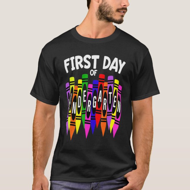 My First Day Of Kindergarten  Colorful Rainbow T-Shirt (Front)