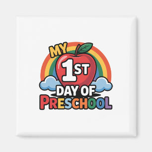 My First Day Of Preschool Rainbow Apple Ck To Scho Magnet