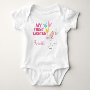 My First Easter Baby Girl Pink Custom Baby Bodysuit