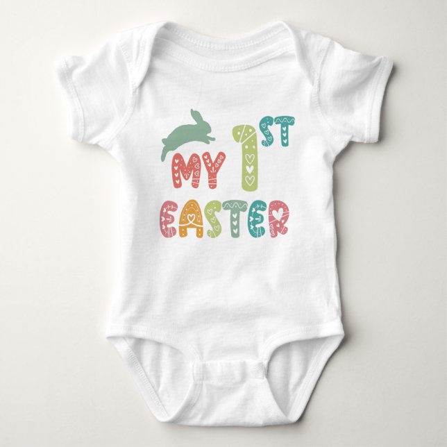 My First Easter | Baby's 1st Easter Cute Bunny Baby Bodysuit (Front)