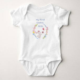 My first Easter, bunny with butterfly and flowers Baby Bodysuit