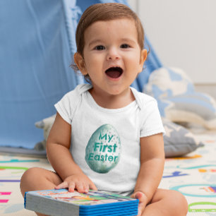My First Easter   Custom Name   Easter Egg Baby Bodysuit