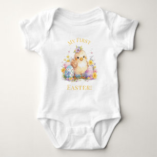My First Easter Cute Baby Chick Easter Eggs Baby Bodysuit