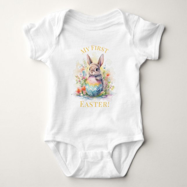 My First Easter Cute Bunny  Baby Bodysuit (Front)