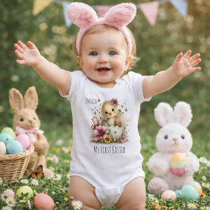 My First Easter Design with Personalized Chick  Baby Bodysuit