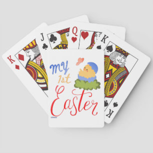MY FIRST EASTER funny easter egg chick gift Playing Cards