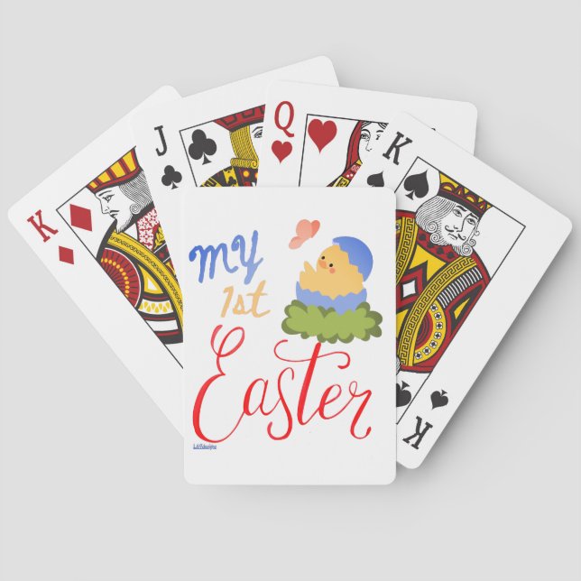 MY FIRST EASTER funny easter egg chick gift        Playing Cards (Back)