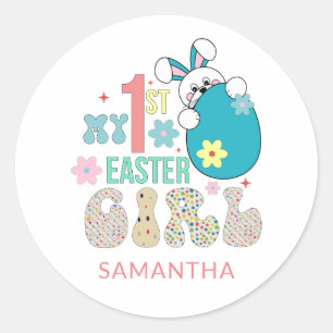 My first Easter girl, cute Classic Round Sticker