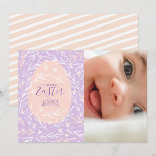 My First Easter Lilac & Peach Pink Baby Photo Card