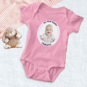 My First Easter Photo Pretty Cute Pink Baby Bodysuit