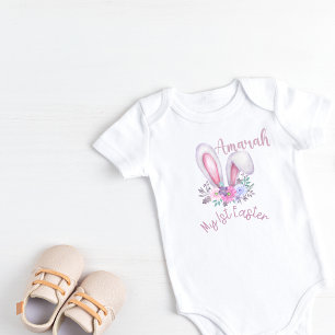 My First Easter Watercolor Bunny Ears Bodysuit
