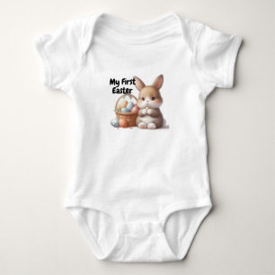 My First Easter with Easter Bunny and Basket  Baby Bodysuit