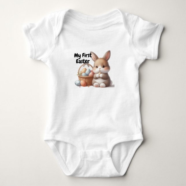 My First Easter with Easter Bunny and Basket  Baby Bodysuit (Front)