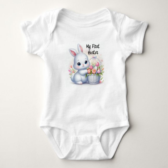 My First Easter with Easter Bunny and Basket Baby Bodysuit (Front)