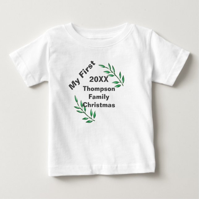My First Family Christmas Tree Branches Keepsake Baby T-Shirt (Front)
